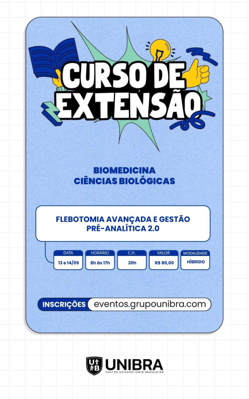 Detalhes do curso FLEBOTOMIA AVANÇADA E GESTÃO PRÉ-ANALÍTICA 2.0 